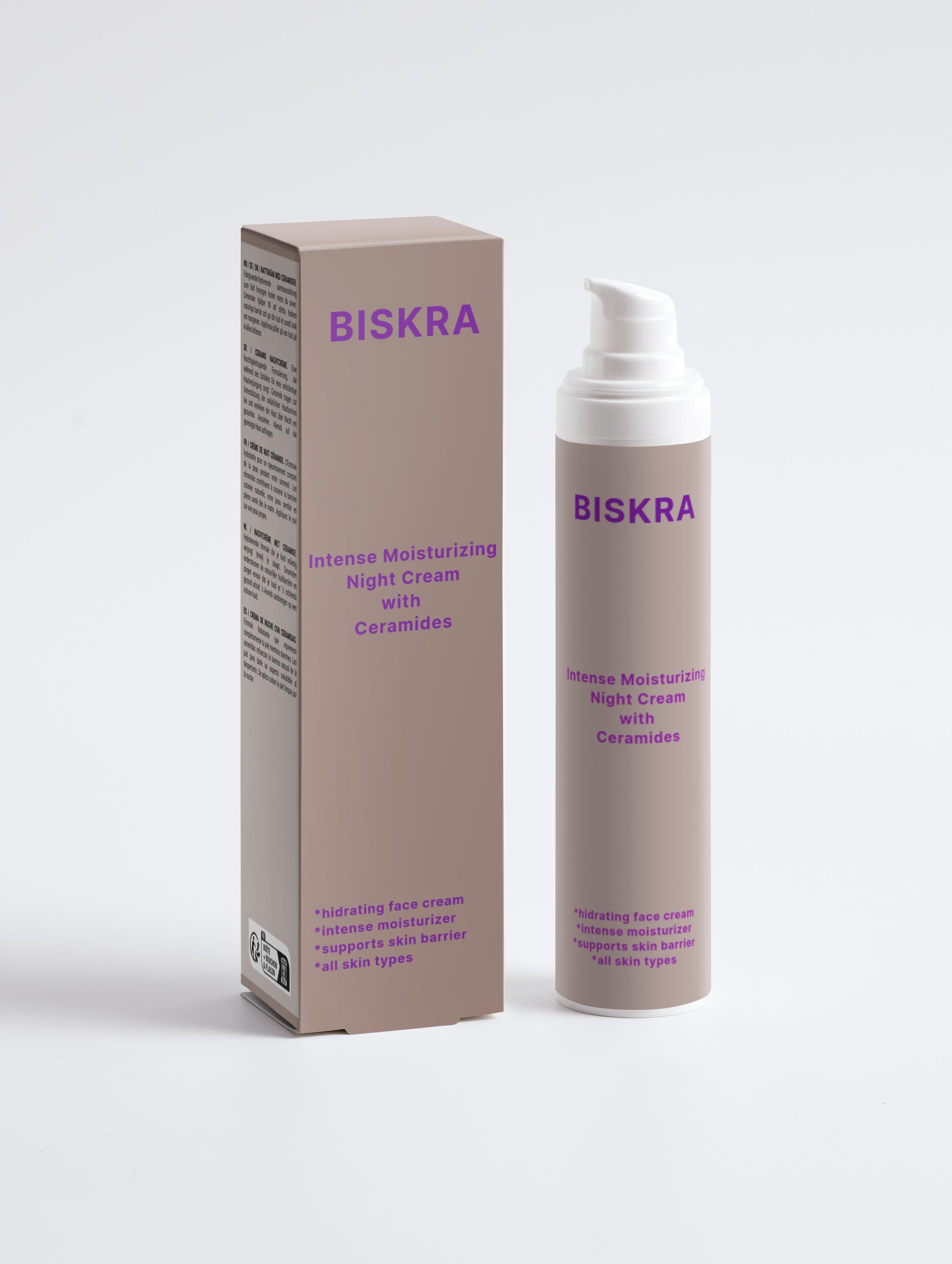 BISKRA Advanced Hydra Ceramide Night Cream jar on white background