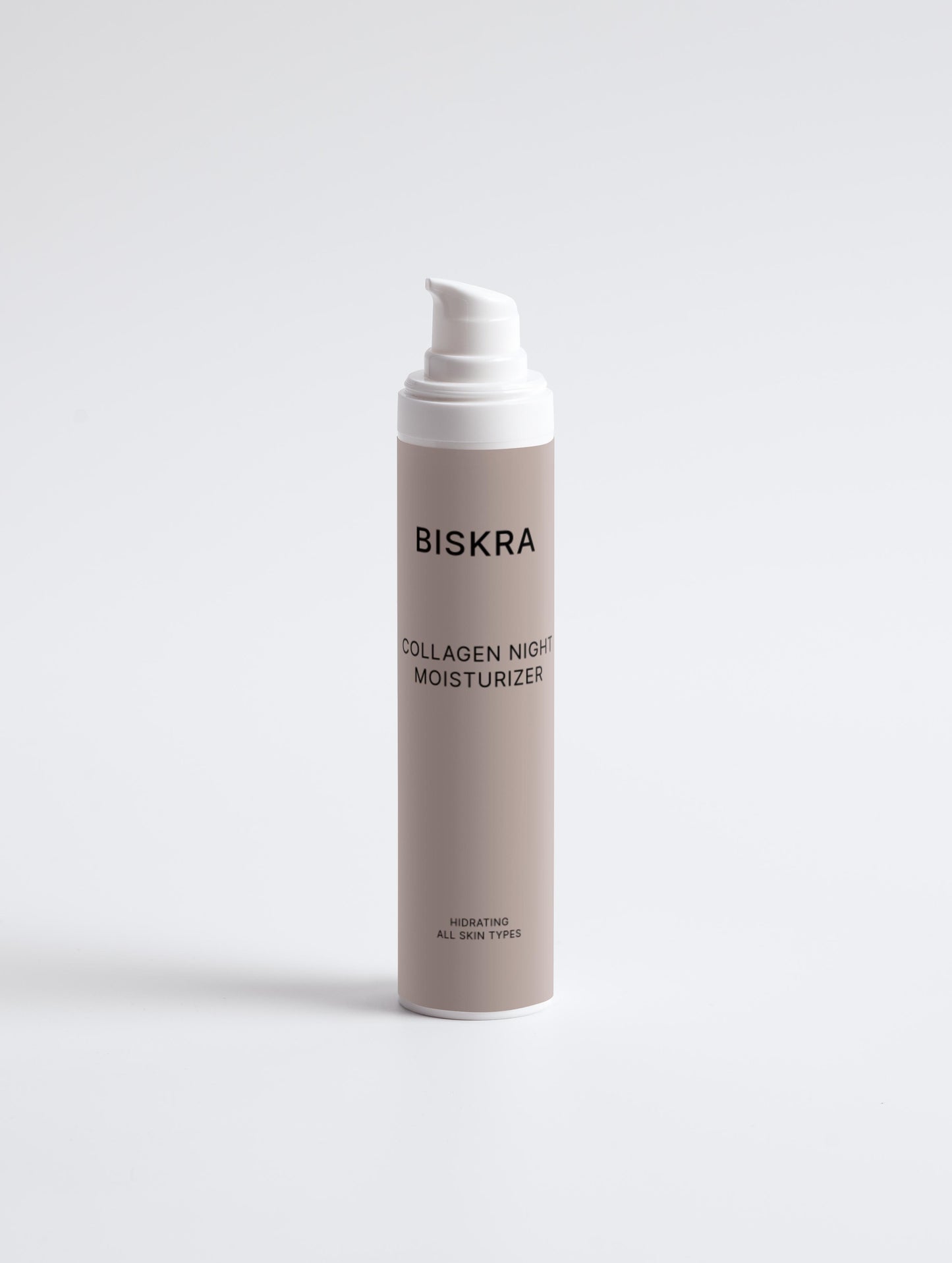 "Collagen Night Moisturizer surrounded by key natural ingredients like cocoa butter and aloe."