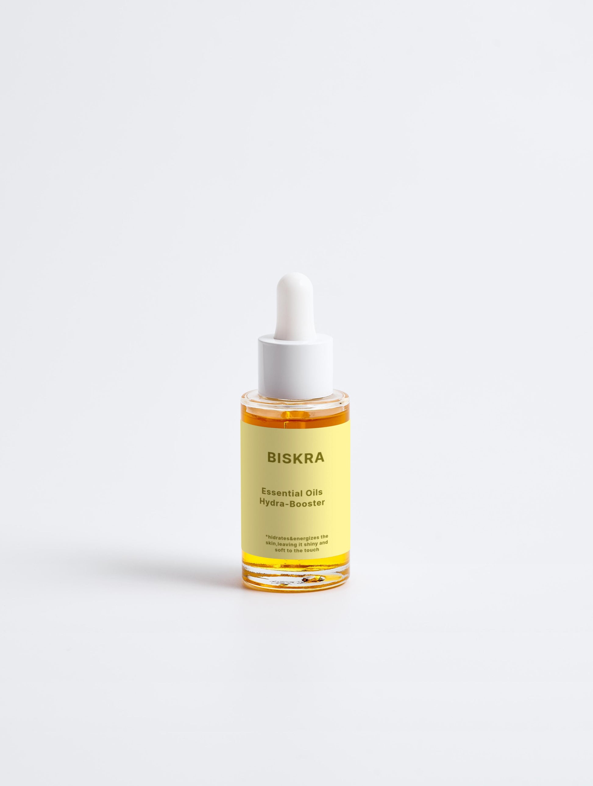 Essential Oils Hydra Booster facial oil bottle on clean white background
