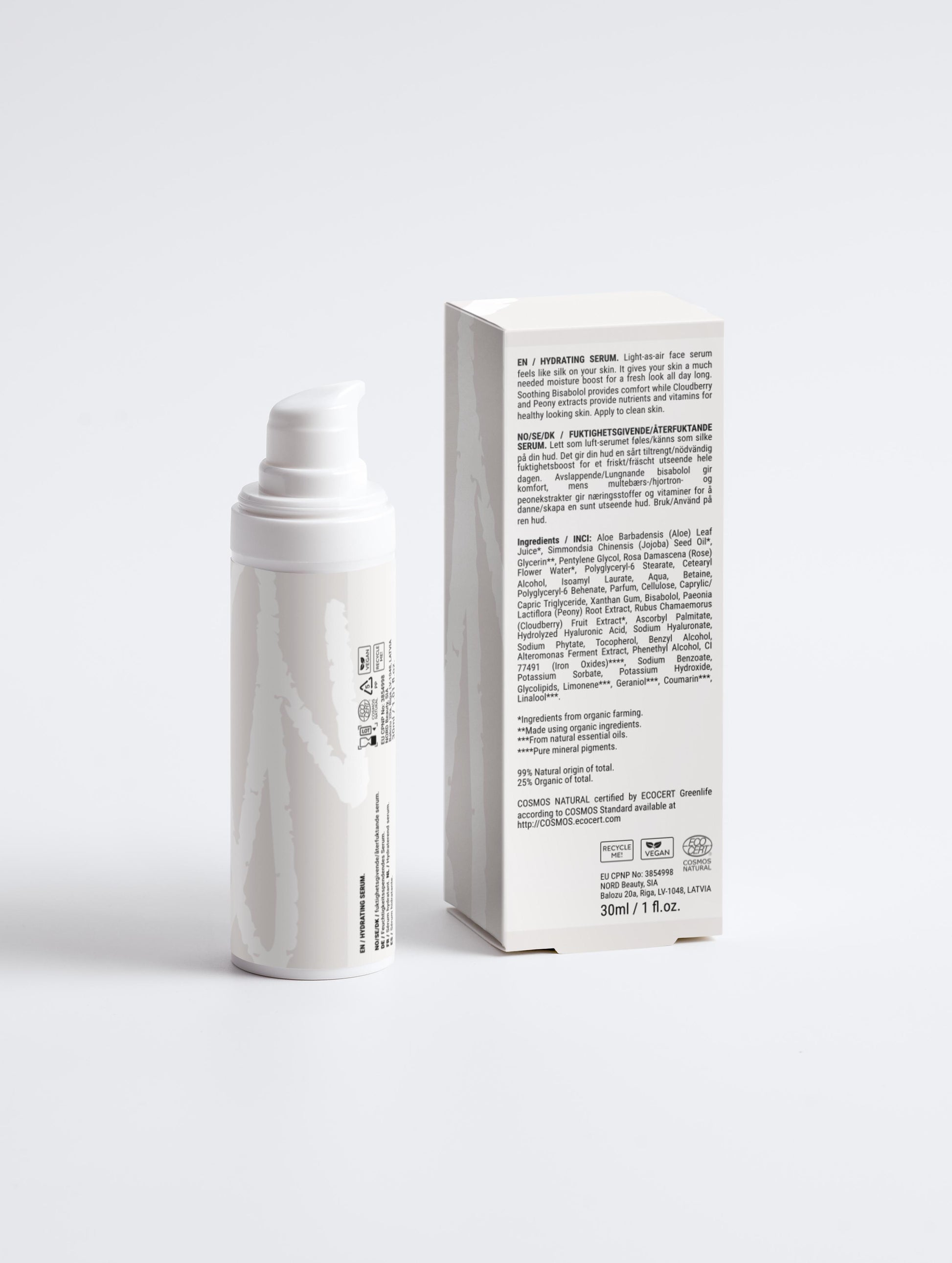 Hydra Face Serum as part of an elegant skincare routine flat lay