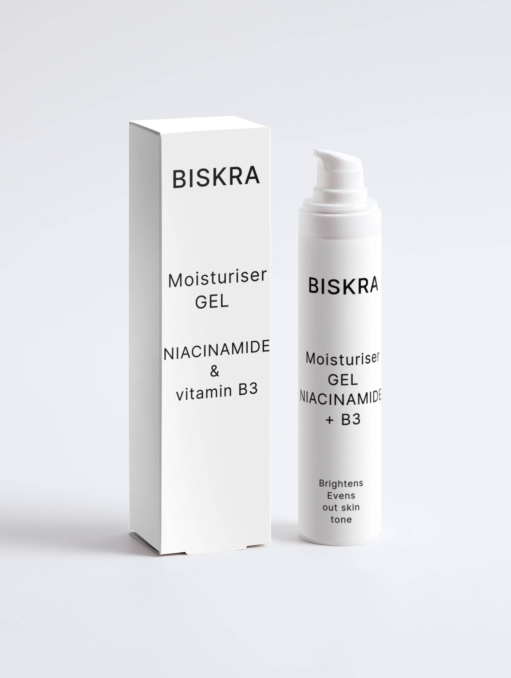 Lightweight gel cream moisturiser with Niacinamide and Vitamin B3 for hydrated, smooth, and radiant skin.