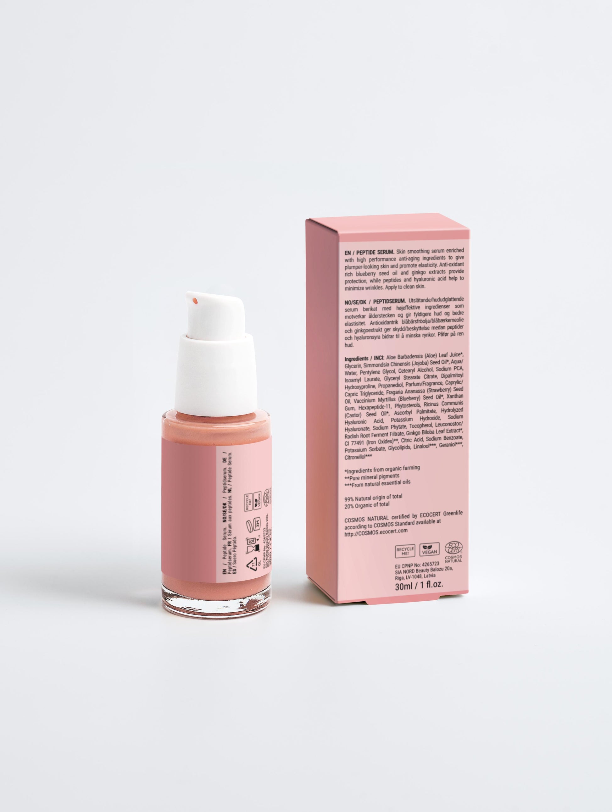 "Luxury skincare bottle of hyaluronic acid peptide serum for firm, glowing skin"