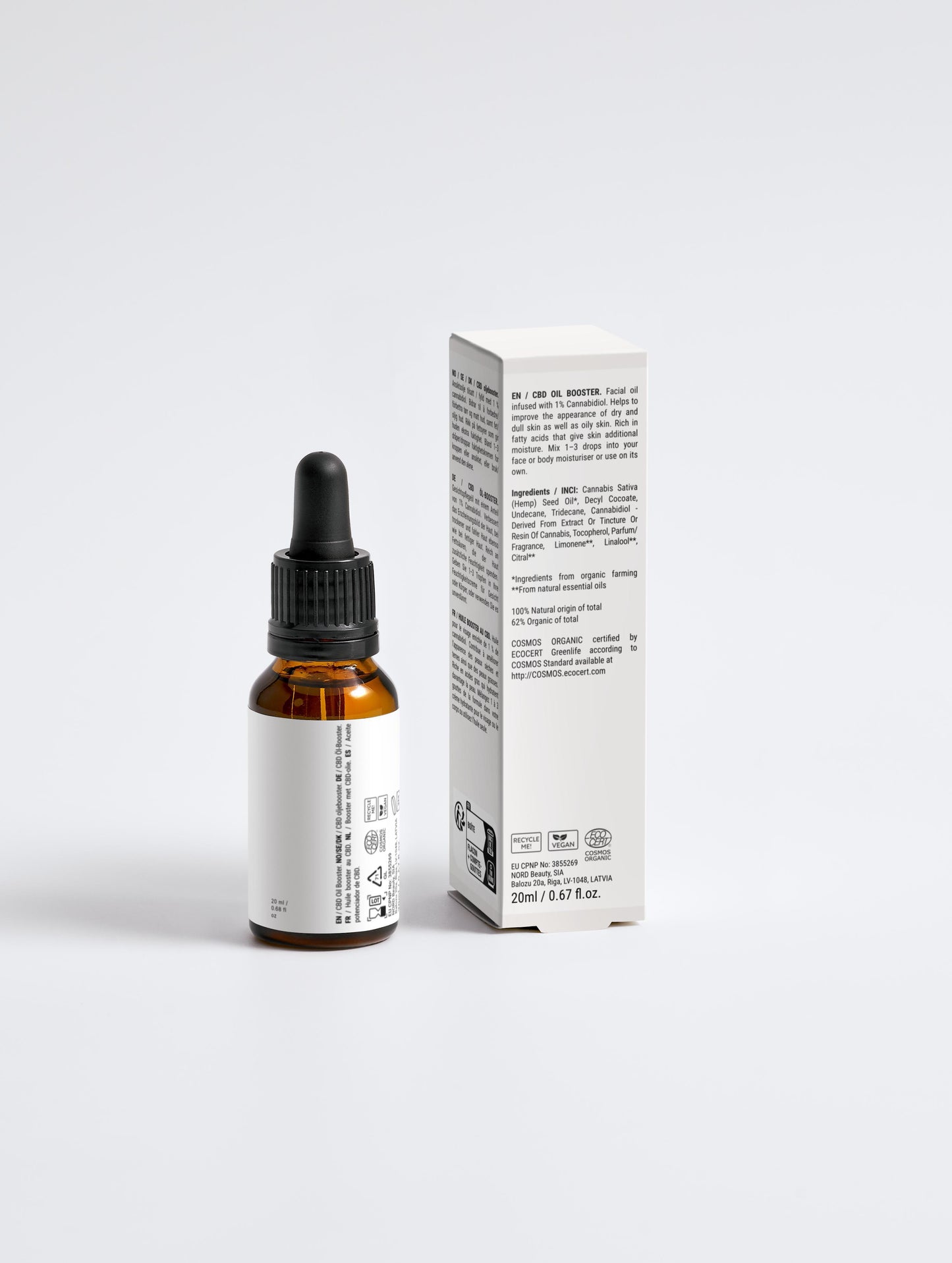 Minimalist product shot of Biskra’s Hydra Oil on marble surface