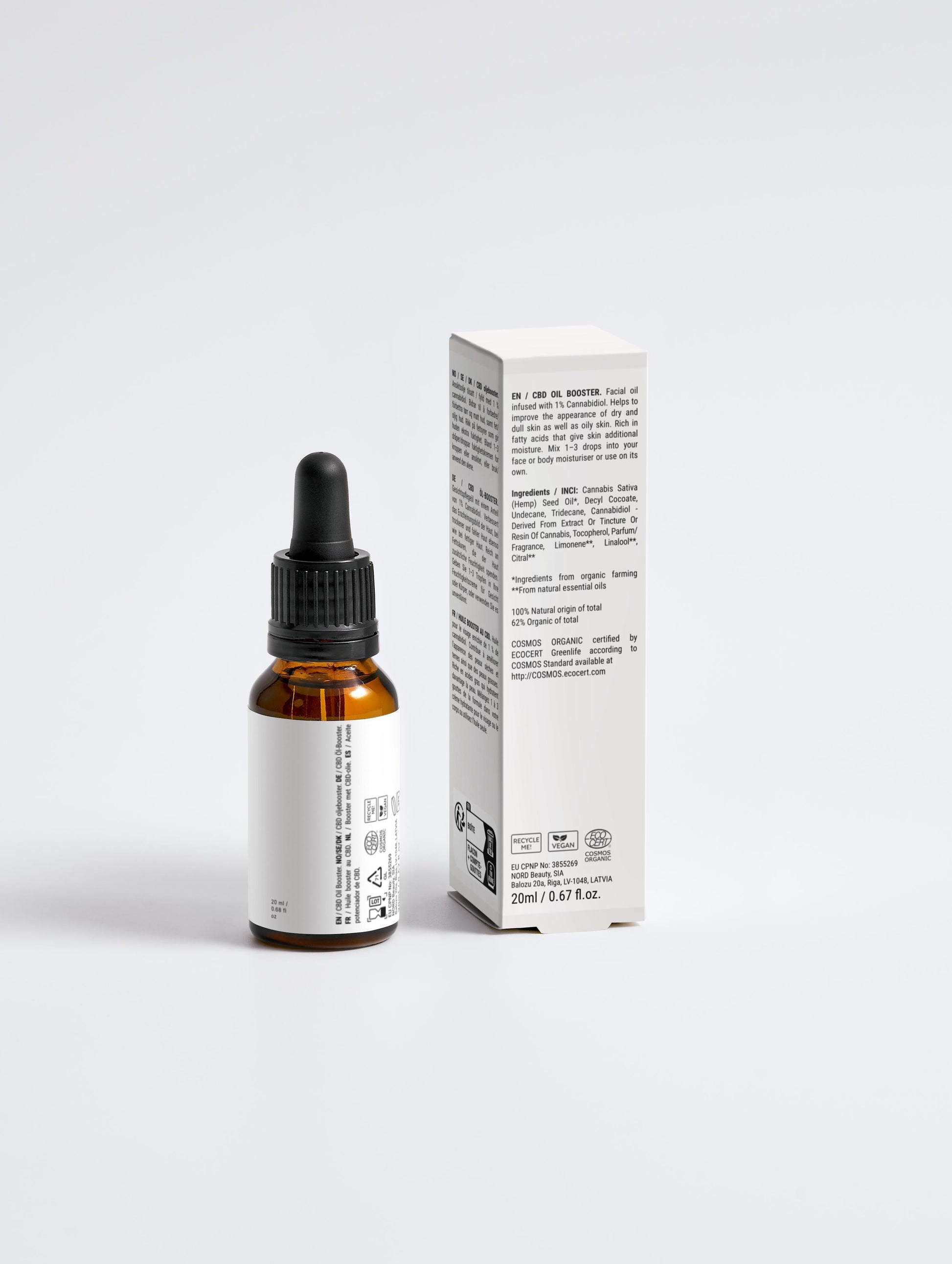 Minimalist product shot of Biskra’s Hydra Oil on marble surface