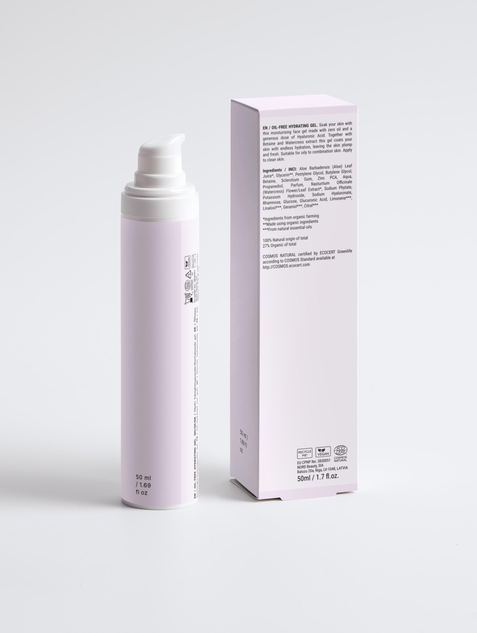 Skincare product with packaging on a light gray background