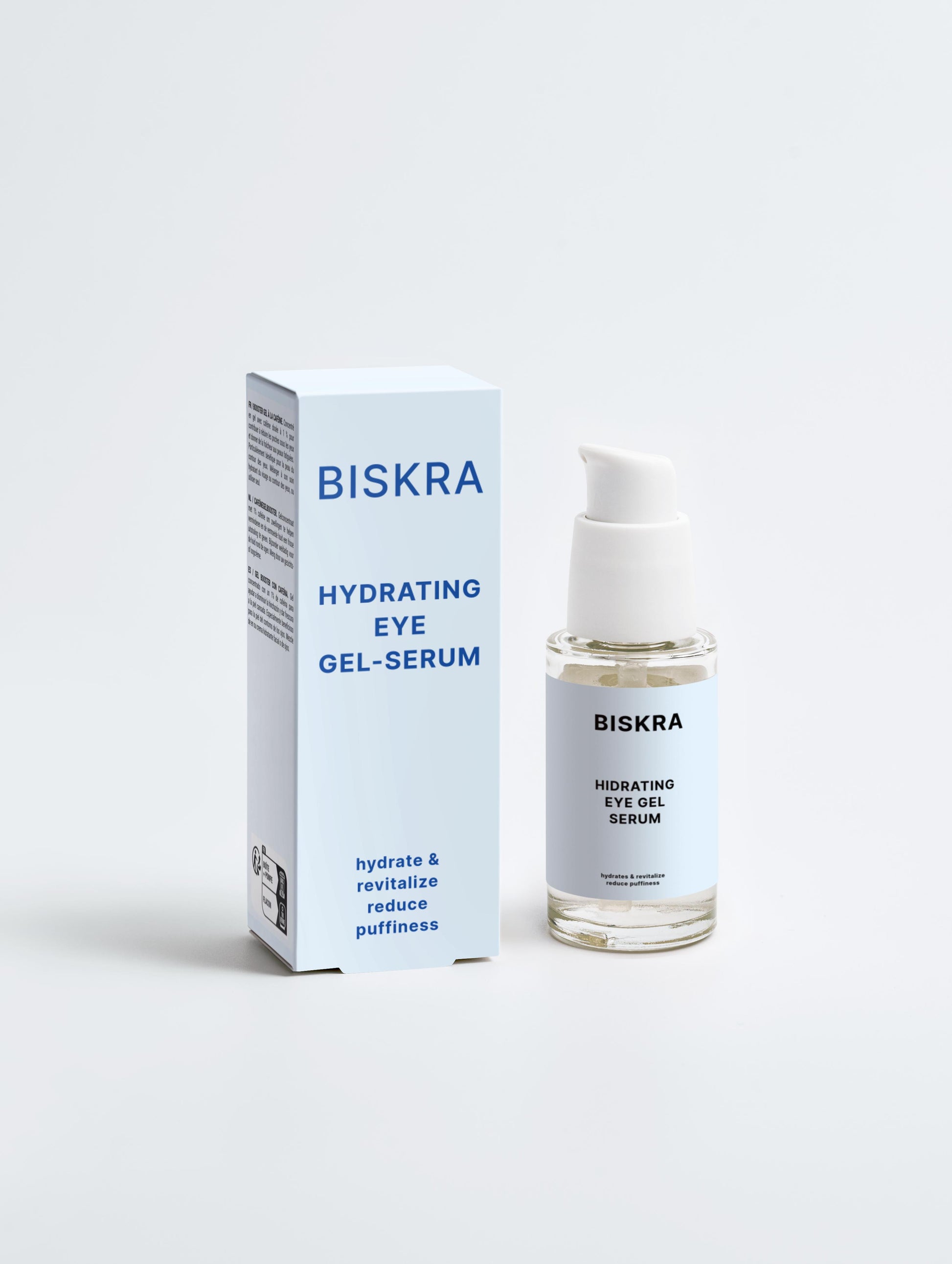 Spoonful of Hydra Eye Revitalize Gel Serum with its gel-like consistency glistening in natural light.