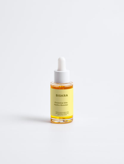 Essential Oils Hydra Booster facial oil bottle on clean white background