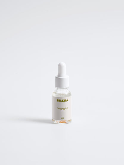"Hydra Boosting Eye Gel – Luxury firming and depuffing eye treatment in elegant packaging"