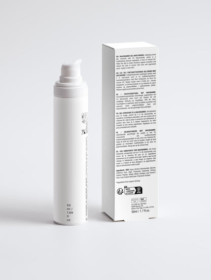 Hydrating gel cream moisturiser infused with Niacinamide and Vitamin B3 for smooth, radiant skin